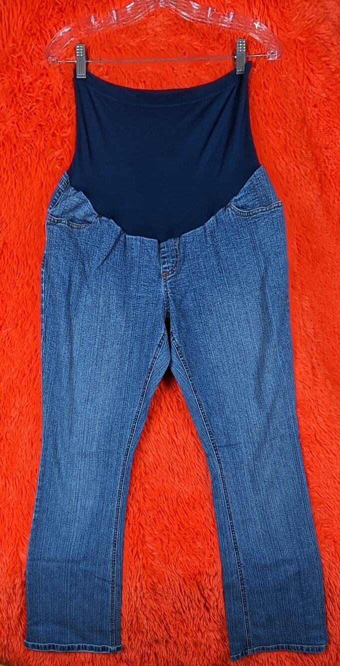 Two Hearts Maternity Secret Fit Over The Belly Pregnancy Boot Cut Denim Jeans L